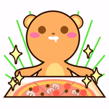 animal bear cute food pizza