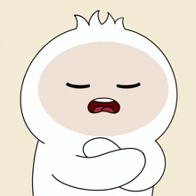 a cartoon drawing of a person with their eyes closed and arms crossed