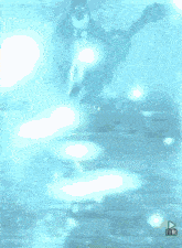 a drawing of a person swimming in the water with a play button