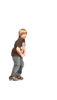 a young boy wearing a black shirt with a british flag on it
