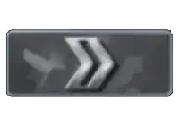 a black and silver arrow on a white background .