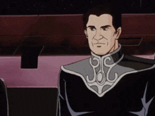a cartoon of a man with a collar that has the letter e on it