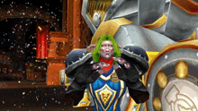 a video game character with green hair and a name tag that says " little bart "