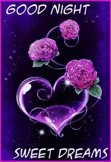 good night have a nice dream sweet dreams heart flower