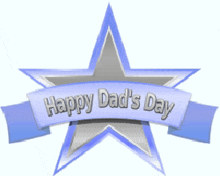 a blue star with a ribbon that says happy dad 's day on it