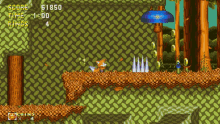 a sonic the hedgehog video game shows a score of 61850