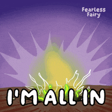 a cartoon drawing of a fire with the words i 'm allin below it