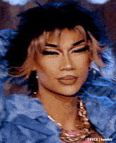 a close up of a woman 's face with t4yce tumblr in the bottom right corner