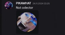 a black screen with a picture of a robot and the words nut colector