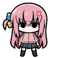 a cartoon of a girl with pink hair has an angry look on her face