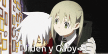 a picture of a boy and girl with the words jiden y gaby < 3