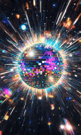 a disco ball with a lot of sparkles around it