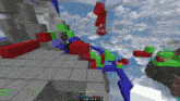 a screenshot of a minecraft game shows a red block flying through the air