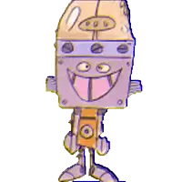 a cartoon drawing of a robot with a big smile