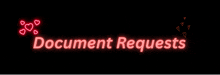 a neon sign that says document requests with red hearts