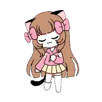 a cartoon of a girl with a cat ear and a bow on her head