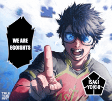 a drawing of a person pointing with the words we are egoists
