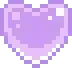 a pixel art purple heart with a white background .