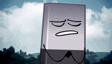 a cartoon character with a face that says ' i 'm tired ' on it