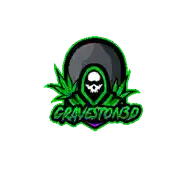 a pixel art logo for gravestoard with a skull in the center