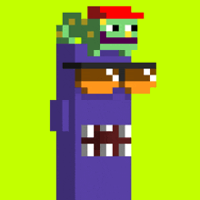 a pixel art of a person wearing sunglasses and a hat
