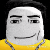 a close up of a roblox character 's face with a smile on it