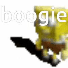 a blurry picture of spongebob with the word boogie written in white