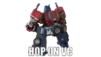 a robot with the words hop on vc on the bottom