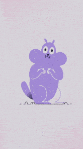 an illustration of a purple koala bear standing on a white background