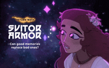 a cartoon of a woman with flowers in her hair and the words " can good memories replace bad ones " below her