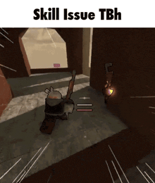 a screenshot of a video game with the words skill issue tbh at the top