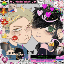 a drawing of a boy and a girl with the words bratty gf straight people in the corner