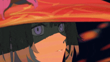a girl with blue eyes and a red hat