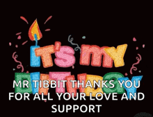 a birthday greeting card with a candle and the words `` it 's my birthday '' .