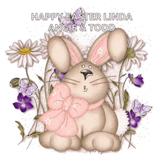 Happy Easter Easter Bunny GIF - Happy Easter Easter Bunny Flowers GIFs