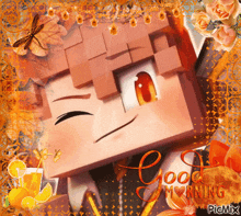 a picture of a cartoon character with the words good morning on it