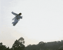 a person is jumping over a wooden bridge