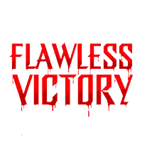 a logo that says flawless victory in red