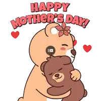 a cartoon of a teddy bear hugging another teddy bear with the words happy mother 's day