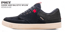 a pair of black suede and balistic nylon sneaker
