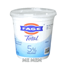 a cup of face total 5 % milkfat yogurt with a plastic lid