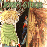 a jerry 's stores advertisement with a boy in a green and white striped sweater