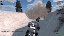 a screenshot of a video game shows a storm trooper and says the orange jedi