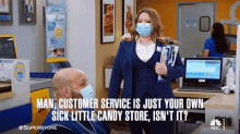 Man Customer Service Is Just Your Own Sick Little Candy Store Isnt It Dina GIF - Man Customer Service Is Just Your Own Sick Little Candy Store Isnt It Dina Lauren Ash GIFs