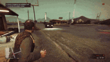 a screenshot of a video game shows a choice of weapons are available hold it to access the weapon wheel