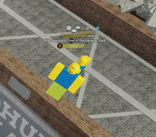 a roblox character is sitting on the ground in a parking lot .
