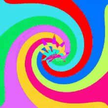 a rainbow colored swirl with a star in the center