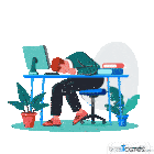 an illustration of a man sitting at a desk with his head on the desk with the words just bad day below him