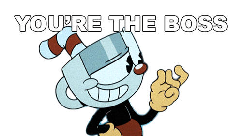 Youre The Boss Cuphead Sticker - Youre The Boss Cuphead The Cuphead Show Stickers