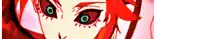 a close up of a person 's eyes with red hair and blue eyes
